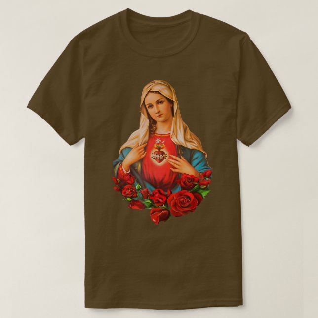 T-shirt Marie Mère de Dieu Coeur de la Vierge Marie Classi (Design devant)