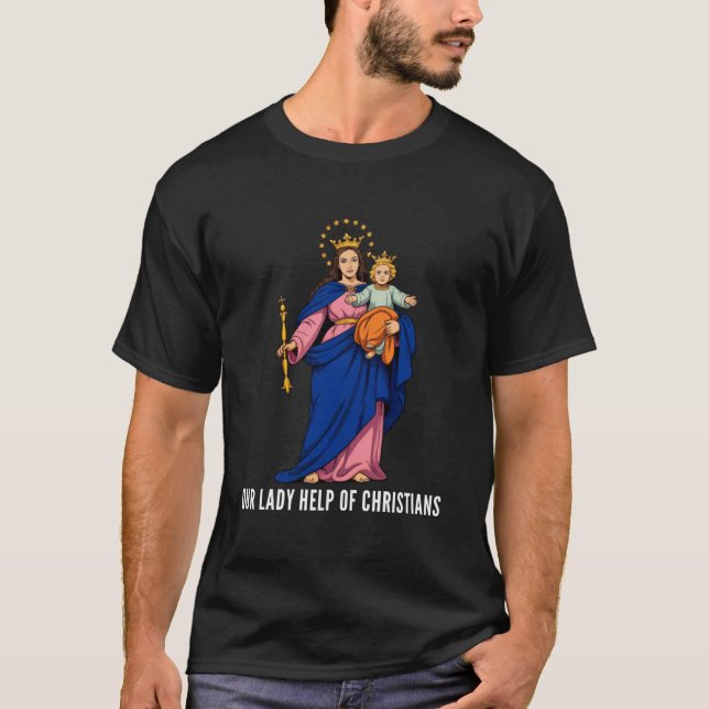 T-shirt Marie Secours des Chrétiens Catholique Marian (Devant)