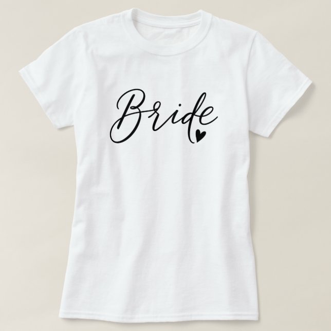 T-shirt Mariée à cœur chic en script (Design devant)