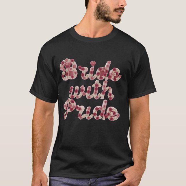 T-shirt mariée avec des conceptions de tissu de fierté vin (Devant)