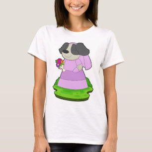 T-shirt Mariée Chien Bouquet de fleurs Mariage