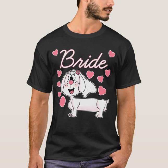 T-shirt Mariée dachshund mariage chien douche de mariée (Devant)