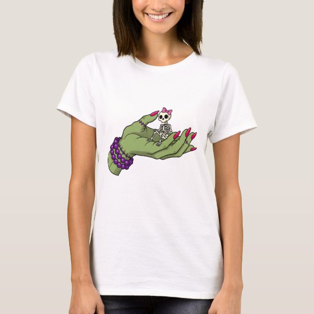 T-shirt Mariée de Frankenstein main avec Skeleton Bow (Devant)