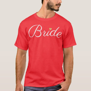 T-shirt Mariée de mariage, blanc avec cœur doré, nuptial