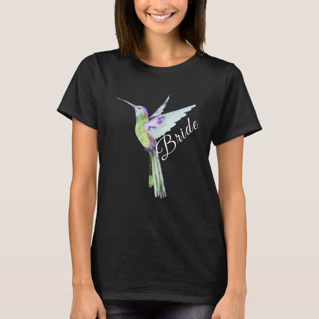 T-shirt Mariée de mariage blanc script Boho Colibri  (Devant)