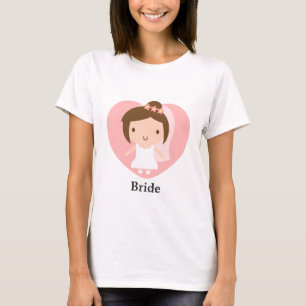 T-shirt Mariée de mariage mignonne en robe blanche