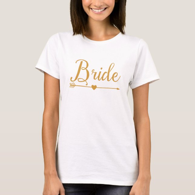 T-shirt Mariée d'or avec flèche de cœur (Devant)