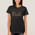 T-shirt mariée en or personnalisée<br><div class="desc">Fait un grand cadeau pour la mariée</div>