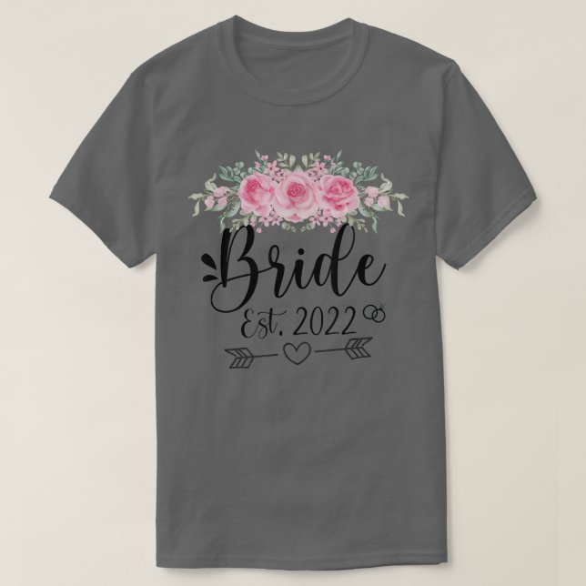 T-shirt Mariée Est 2022 Mariage Fleur Florale (Design devant)