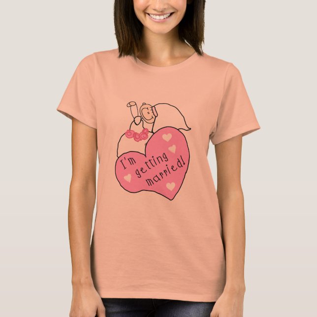 T-shirt Mariée et coeur Je me marie (Devant)