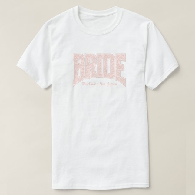 T-shirt Mariée Fleur Rose Clair BAGUE DE FIANÇAILLES  (Design devant)