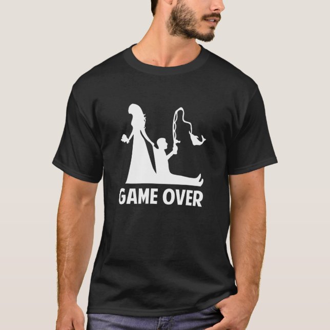 T-shirt Mariée Gameover Marié Mariage Célibataire Enterrem (Devant)