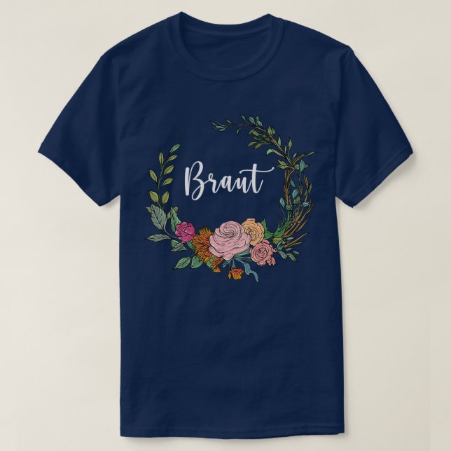 T-shirt Mariée I couronne florale mariage boho style eucal (Design devant)