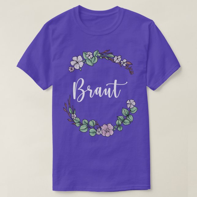 T-shirt Mariée I couronne florale mariage boho style eucal (Design devant)