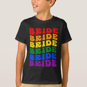 T-shirt Mariée Lgbt Groovy Drapeau Arc-en-Ciel Enterrement