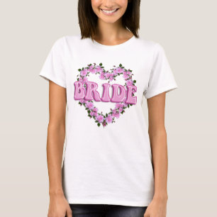 T-shirt Mariée Mariage Roses Roses Coeur Rose