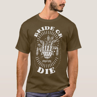 T-shirt Mariée Ou Mort Halloween Squelette Fleur à la main