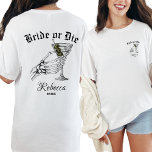 T-shirt Mariée Ou Mort Jusqu'À La Mort Faisons-Nous La Bac<br><div class="desc">Célébrez votre fête de bachelorette dans le style pointu avec le T-shirt Mariée ou mort Do We Party Bachelorette. Cette chemise de femme de chambre personnalisée présente un squelette audacieux tenant un martini, parfait pour ceux qui aiment une touche gothique à leurs festivités mariages. Que vous planifiez une soirée de...</div>