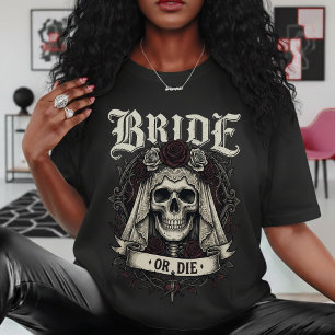 T-shirt Mariée ou Mourir Crâne Mme Femme Mariage Gothique