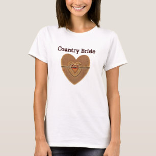 T-shirt Mariée rustique en bois Coeurs Twine Bow