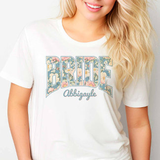 T-shirt Mariée Skyline Blue Retro Floral