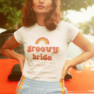 T-shirt Mariée Super Nom Retro Fête de Fiançailles 70s