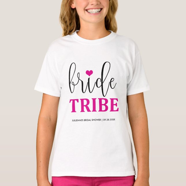 T-shirt Mariée Tribe Chaud rose chemise nuptiale pour Flow (Devant)