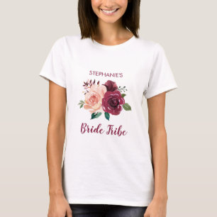 T-shirt Mariée Tribe Floral Blush rose Bourgogne Rose