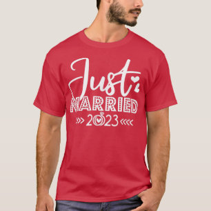 T-shirt Mariés à peine 2023 Mariage Lune de miel Marié Épo