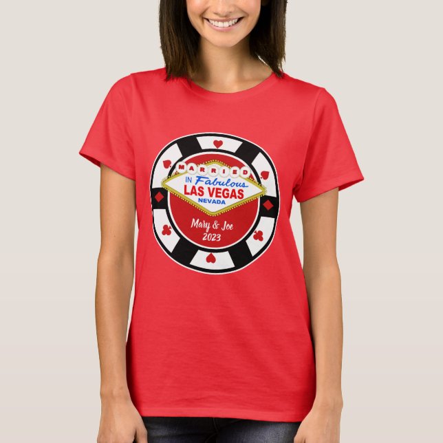T-Shirt Mariés à Vegas Poker Chip (Devant)