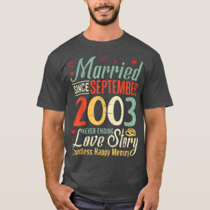 T-shirt Mariés depuis septembre 2003 Histoire d'amour sans