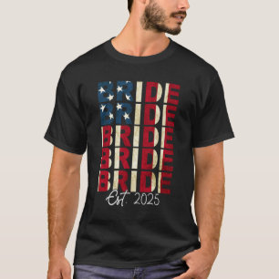T-shirt Mariés Mariée Env. 2025 Drapeau États-Unis Jeunes
