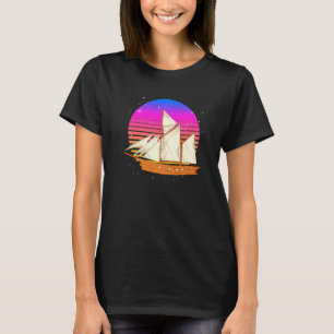 T-shirt Marin à voile Voilier 90s Vaporwave Coucher de sol