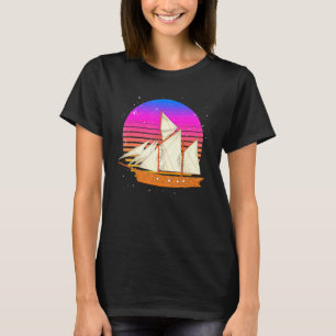 T-shirt Marin à voile Voilier 90s Vaporwave Coucher de sol