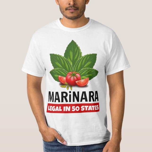 T-shirt Marinara Légal dans 50 Etats Basil et tomates (Devant)