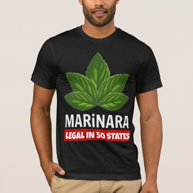 T-shirt Marinara Légal dans 50 Etats Basil Feuilles (Devant)