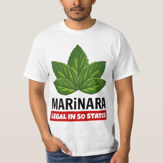 T-shirt Marinara Légal dans 50 Etats Basil Feuilles (Devant)