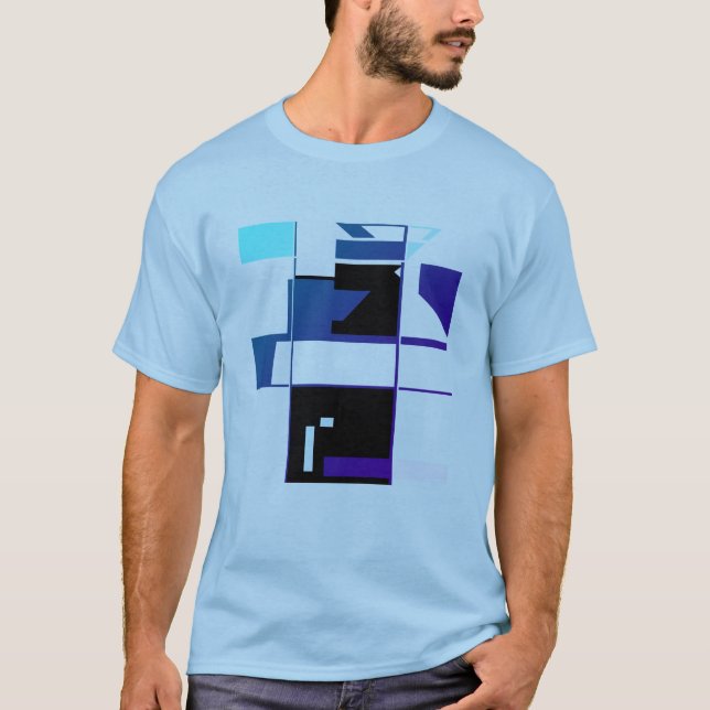 T-shirt Marine Aqua Black Patchwork MCM d'inspiration géom (Devant)