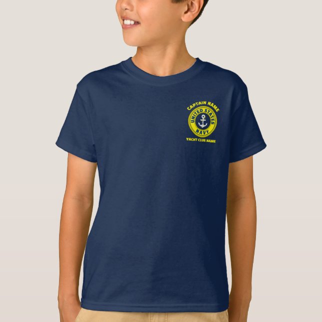 T-shirt Marine bleu Ancre capitaine nautique voile été (Devant)