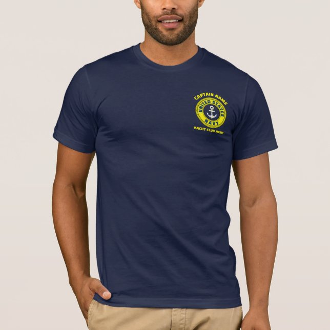 T-shirt Marine bleu Ancre capitaine nautique voile été (Devant)