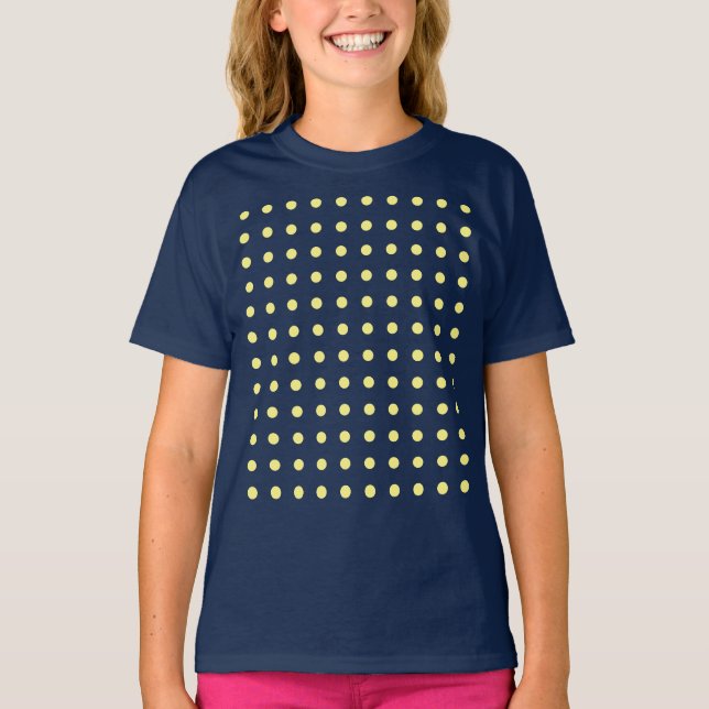 T-shirt Marine Bleu Jaune Pois tendance (Devant)