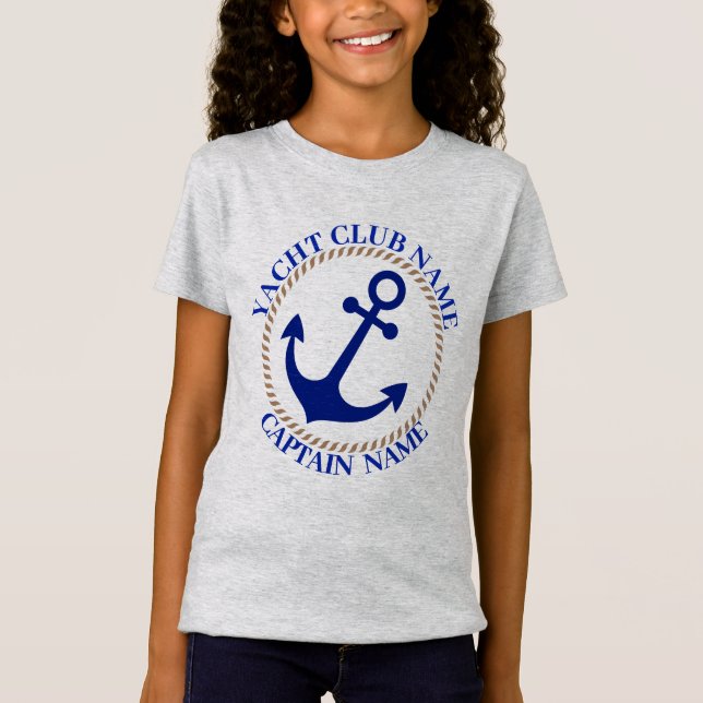 T-Shirt Marine bleue Ancre nautique club nautique (Devant)