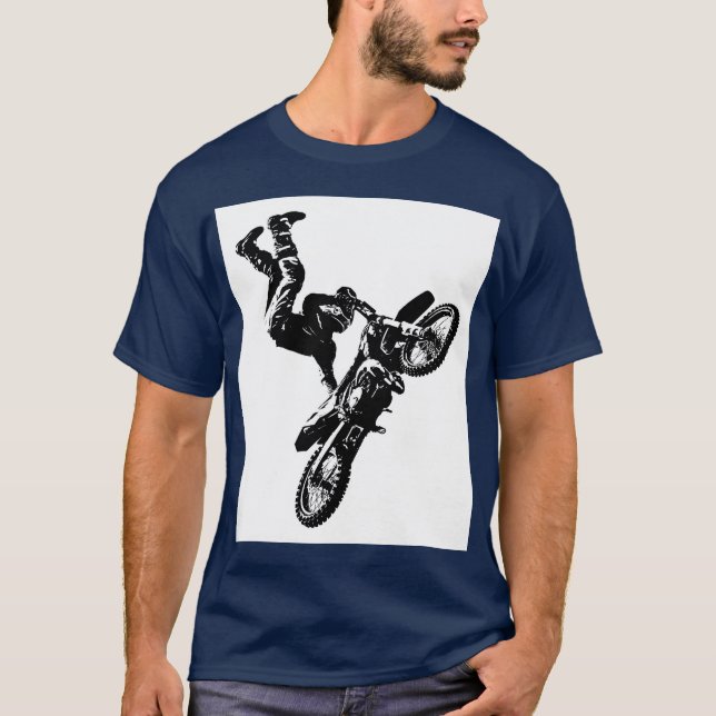 T-shirt Marine Blue Biker Pop Art Motivational Trendationa (Devant)