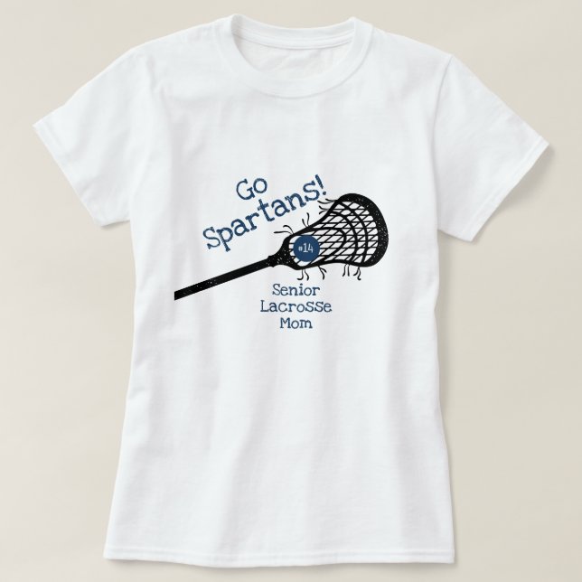 T-shirt Marine Blue Go Team Lacrosse Maman (Design devant)