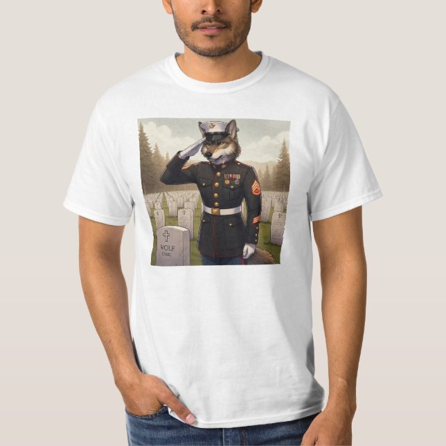 T-shirt Marine Corps Wolf saluant  (Devant)