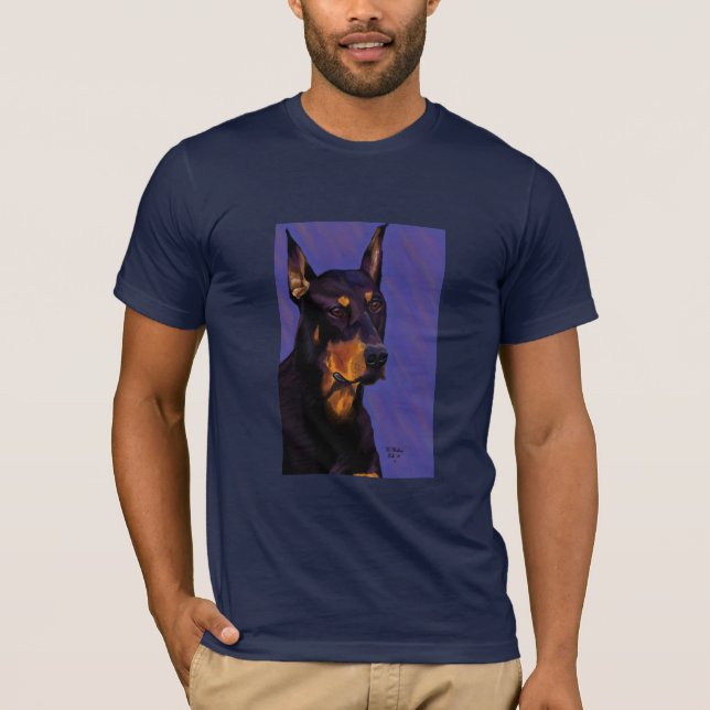 T-shirt Marine de pièce en t du dobermann aa (Devant)