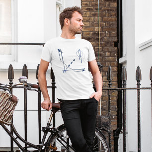 T-shirt Marine et Grey Elegant Moderne Abstrait