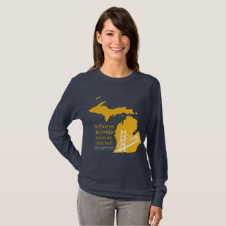 T-shirt Marine et yellos à manches longues Mackinac pont t