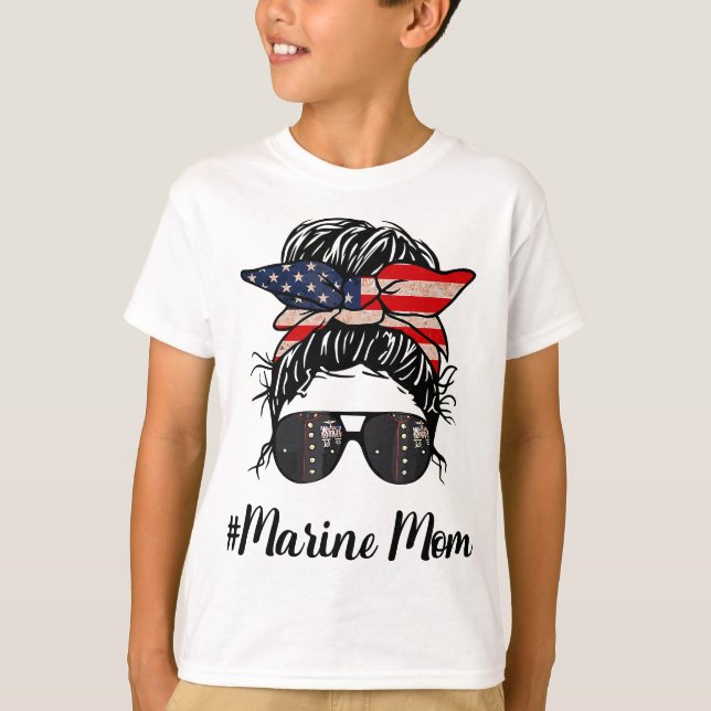 T-shirt Marine Life Marine Maman Militaire Messager Bun (Devant)