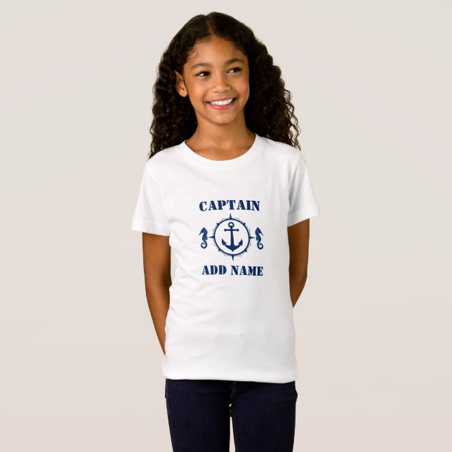 T-Shirt Marine Marine Bateau de mer Ancre et nom/rang (Devant entier)